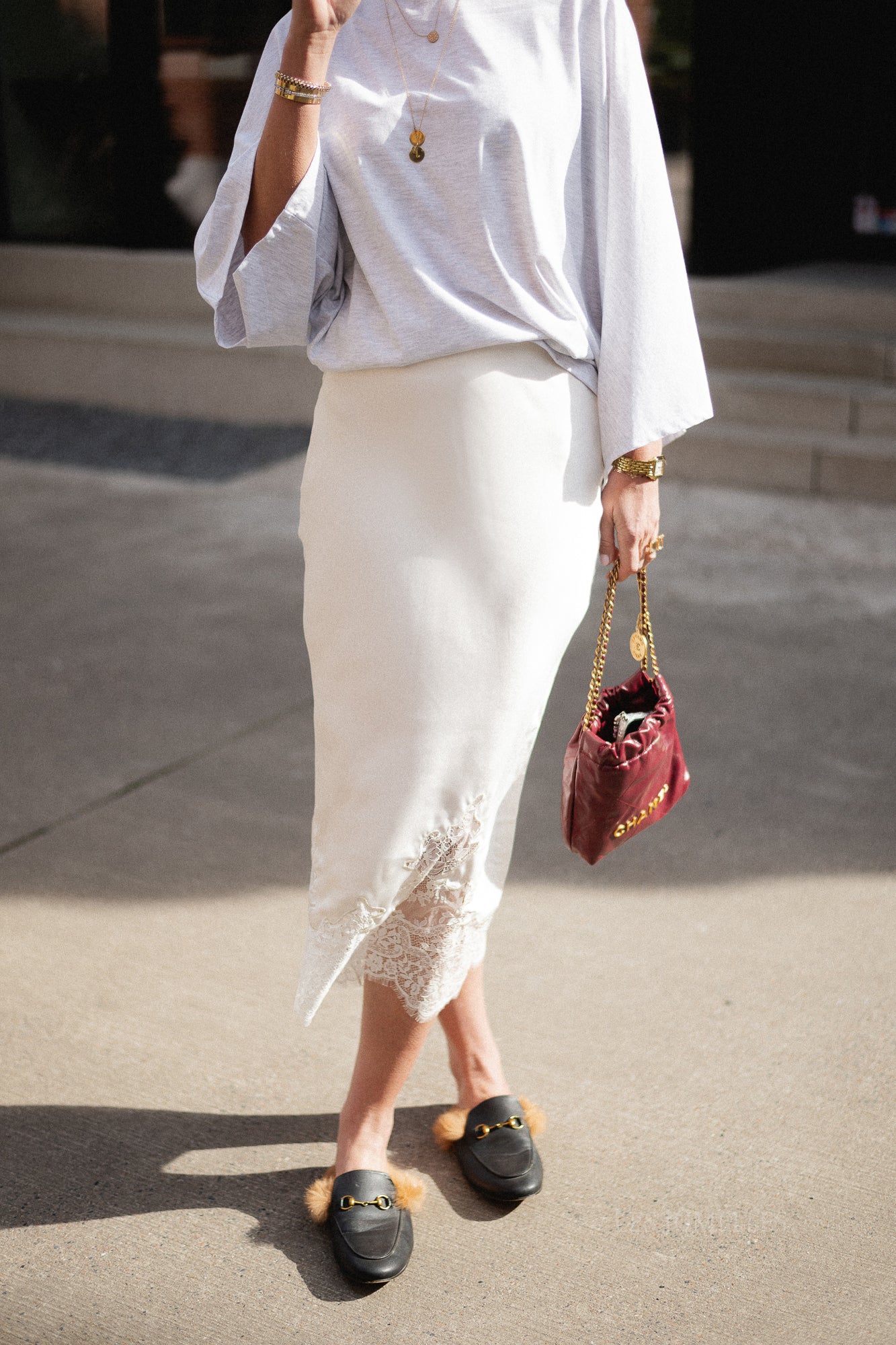 VISabel HW midi lace detail skirt birch - Image 5