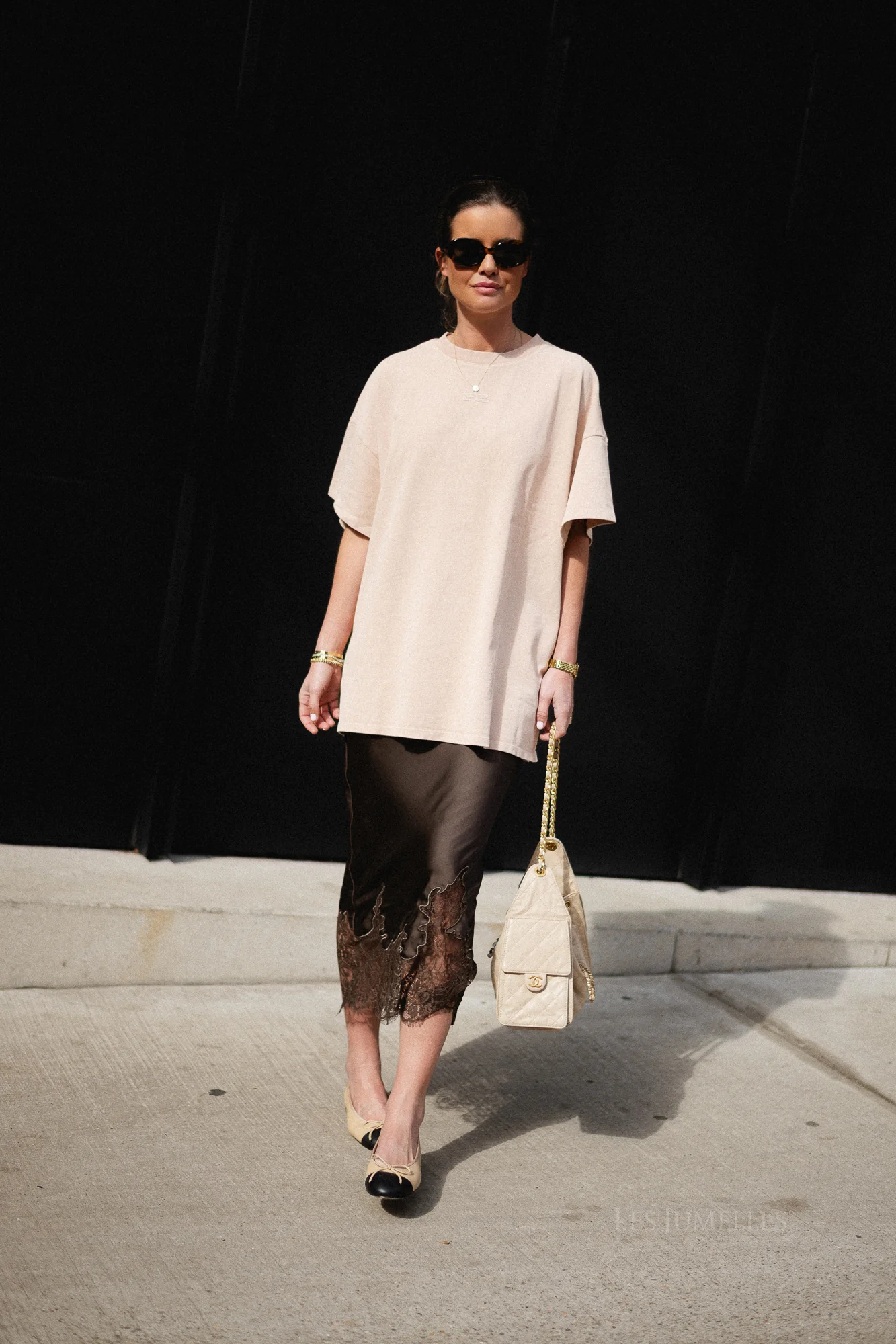 Visabel HW midi lace detail skirt chocolate brown