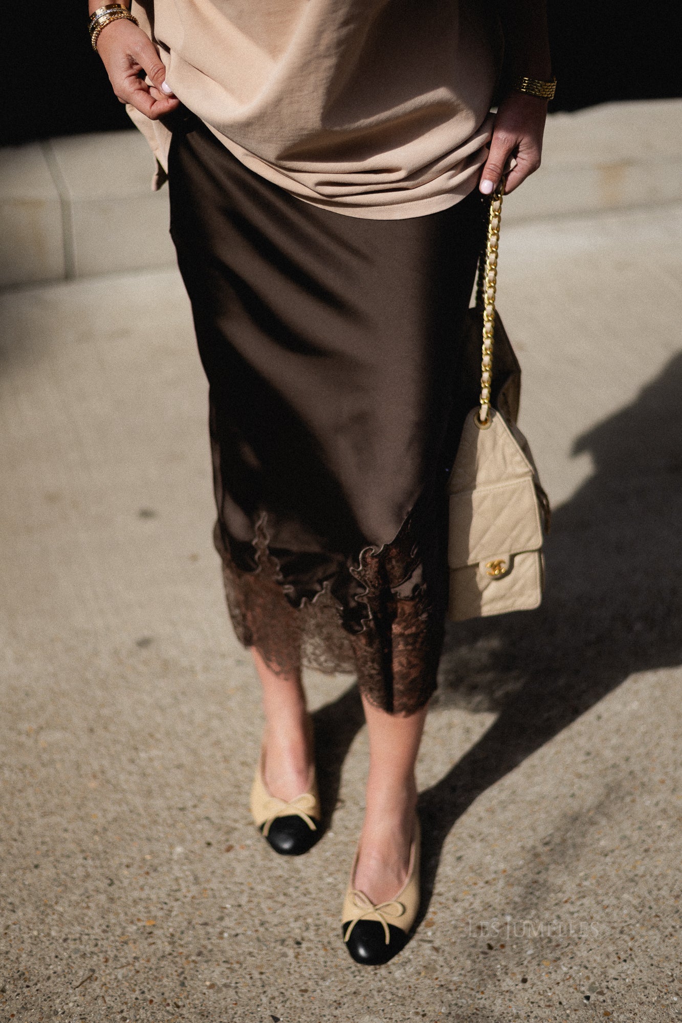 Visabel HW midi lace detail skirt chocolate brown - Image 8