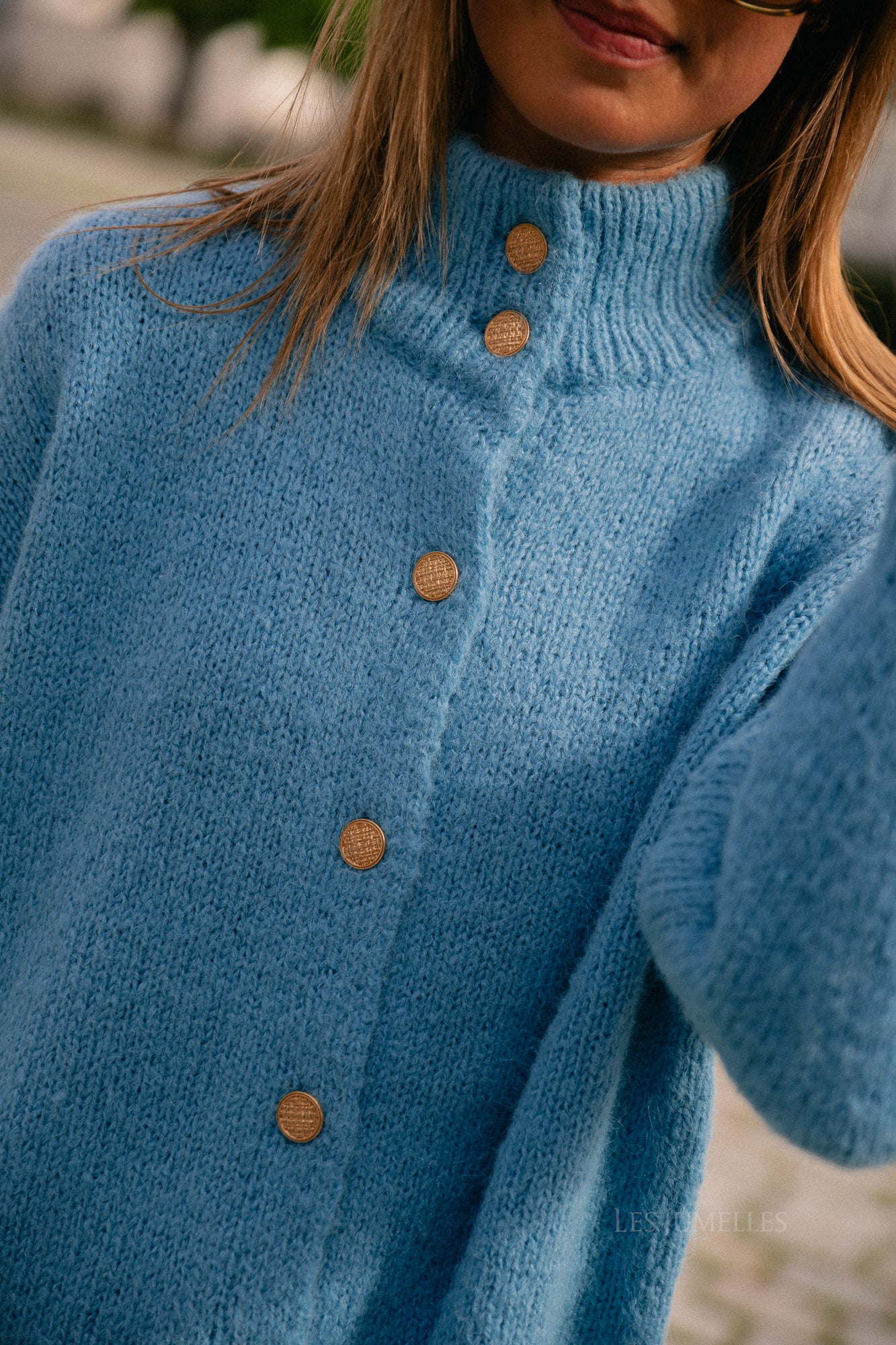VISena highneck L/S cardigan delphinium blue - Image 2