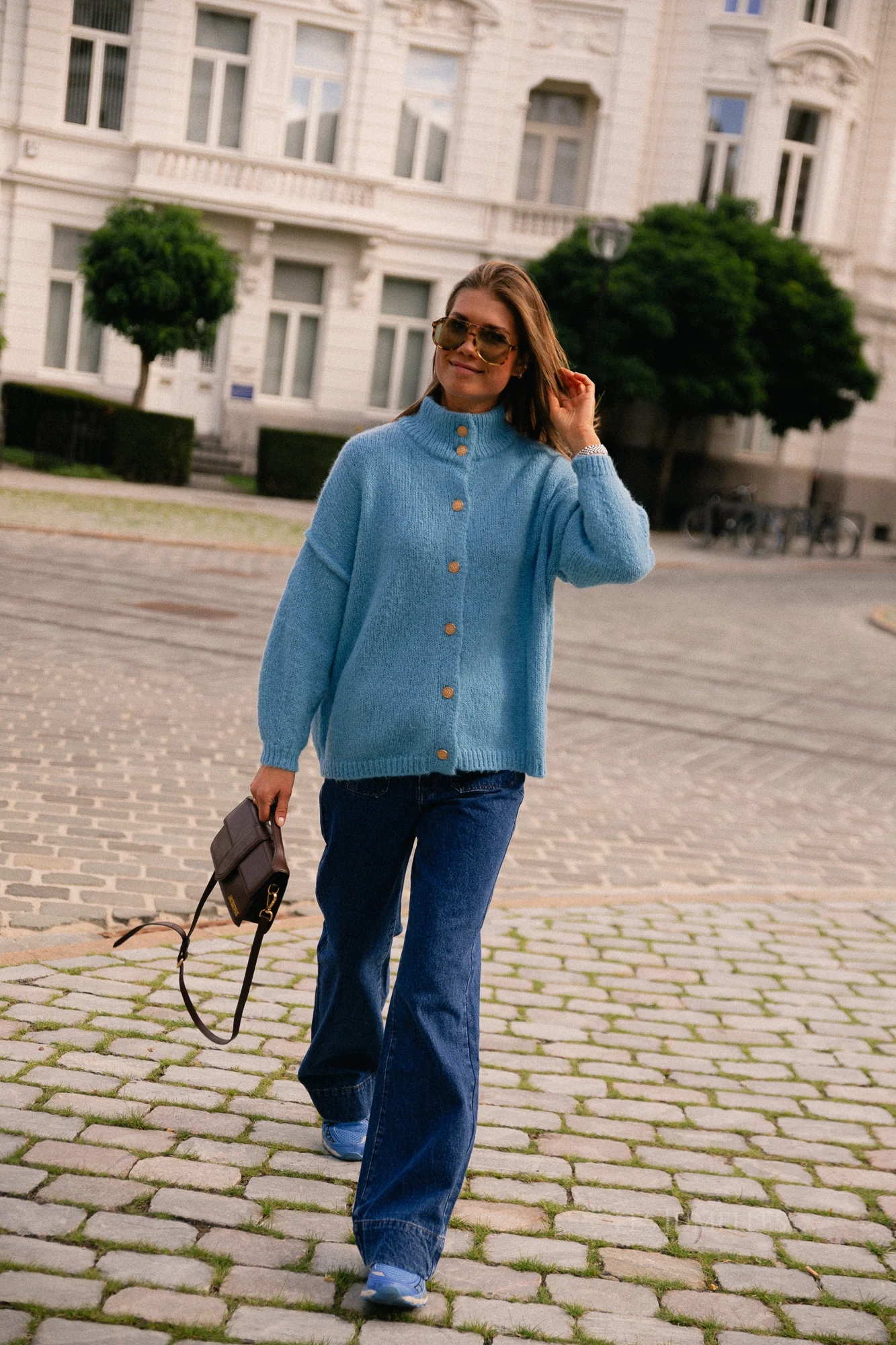 VISena highneck L/S cardigan delphinium blue - Image 3