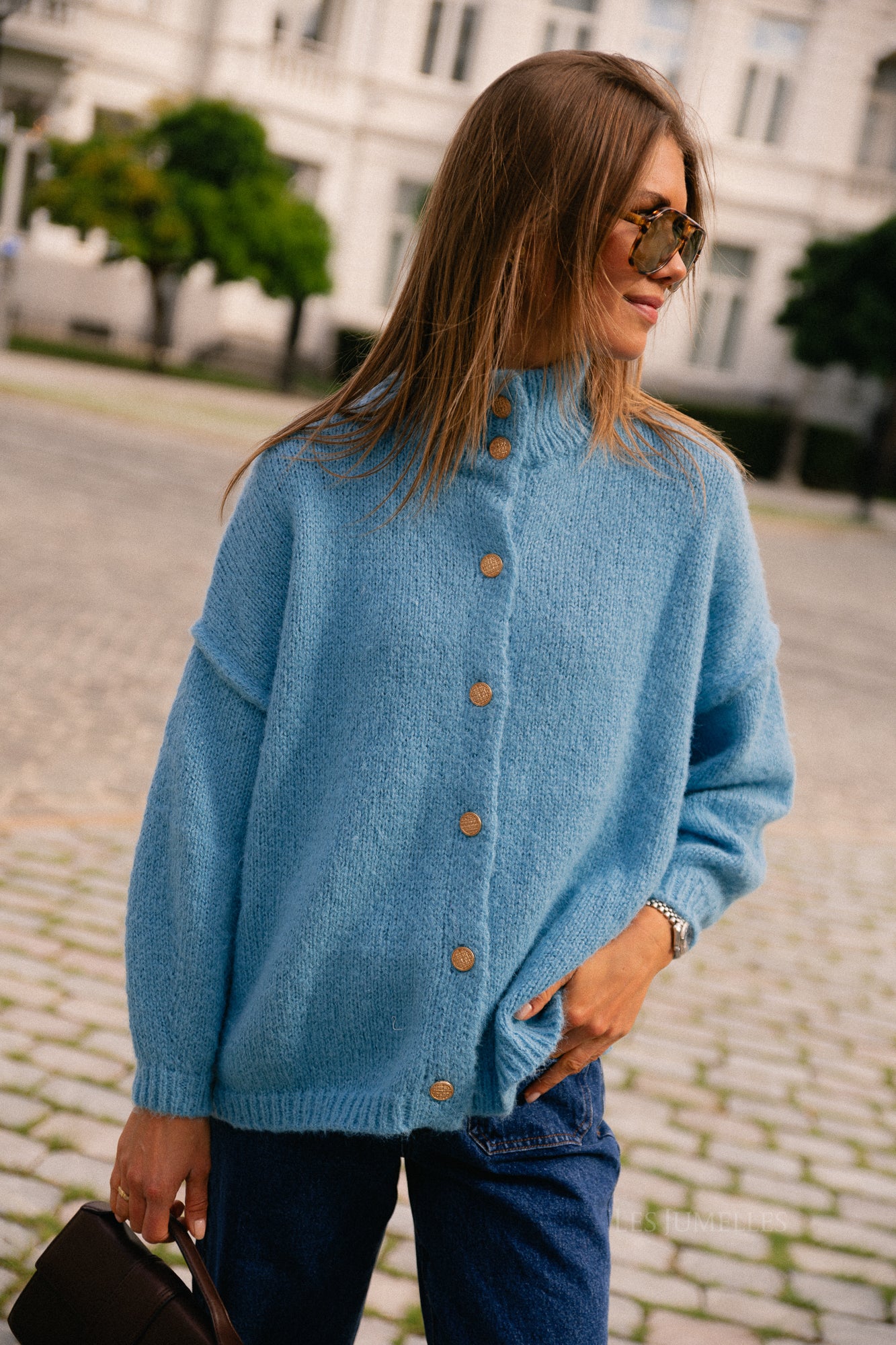 VISena highneck L/S cardigan delphinium blue - Image 4