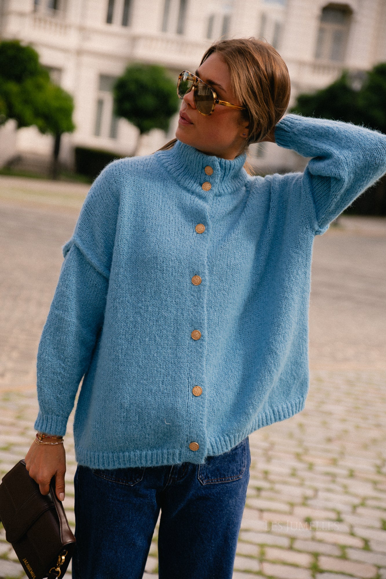 VISena highneck L/S cardigan delphinium blue - Image 6