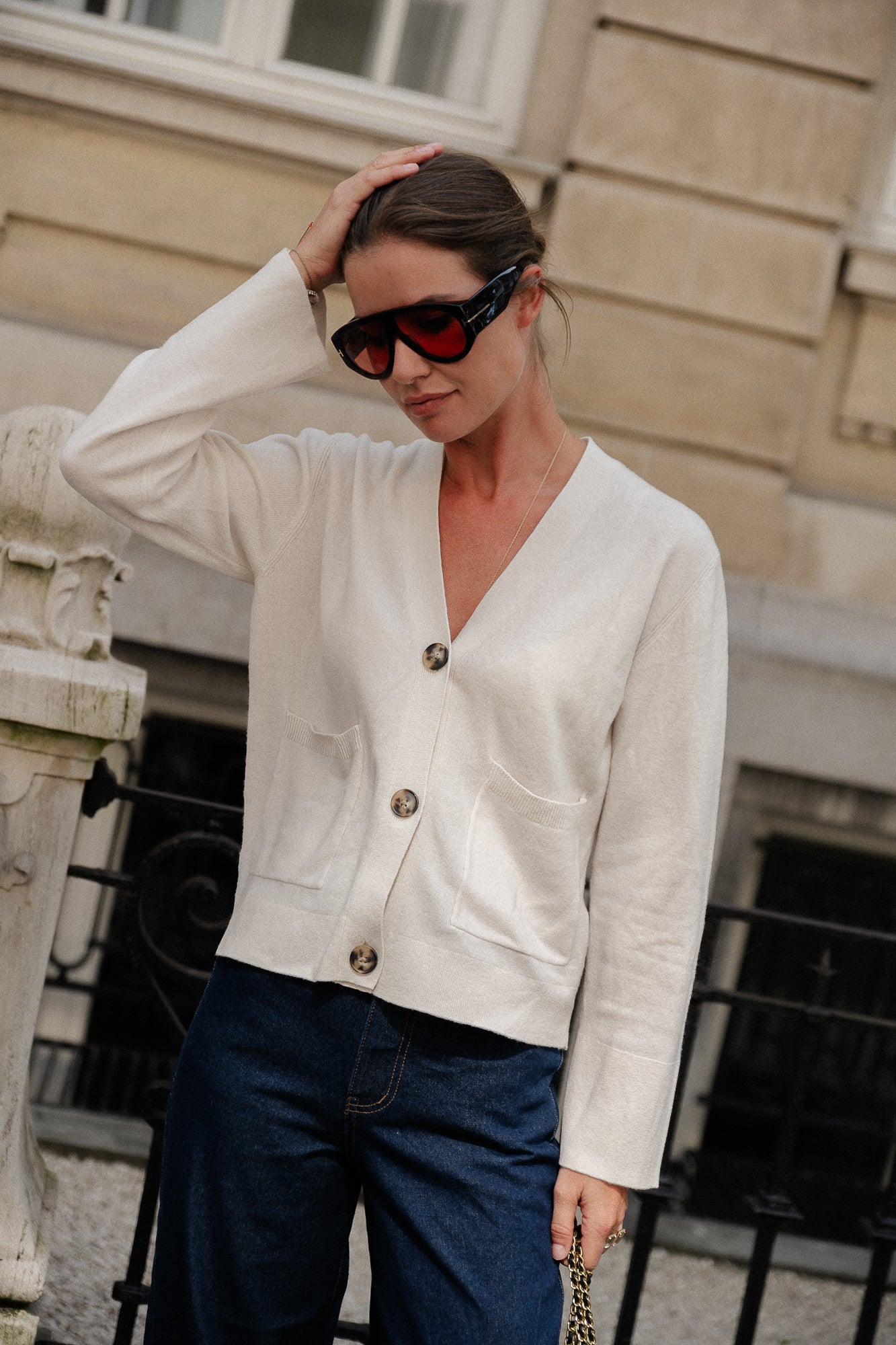 YASEmilie LS cardigan knit birch - Image 3