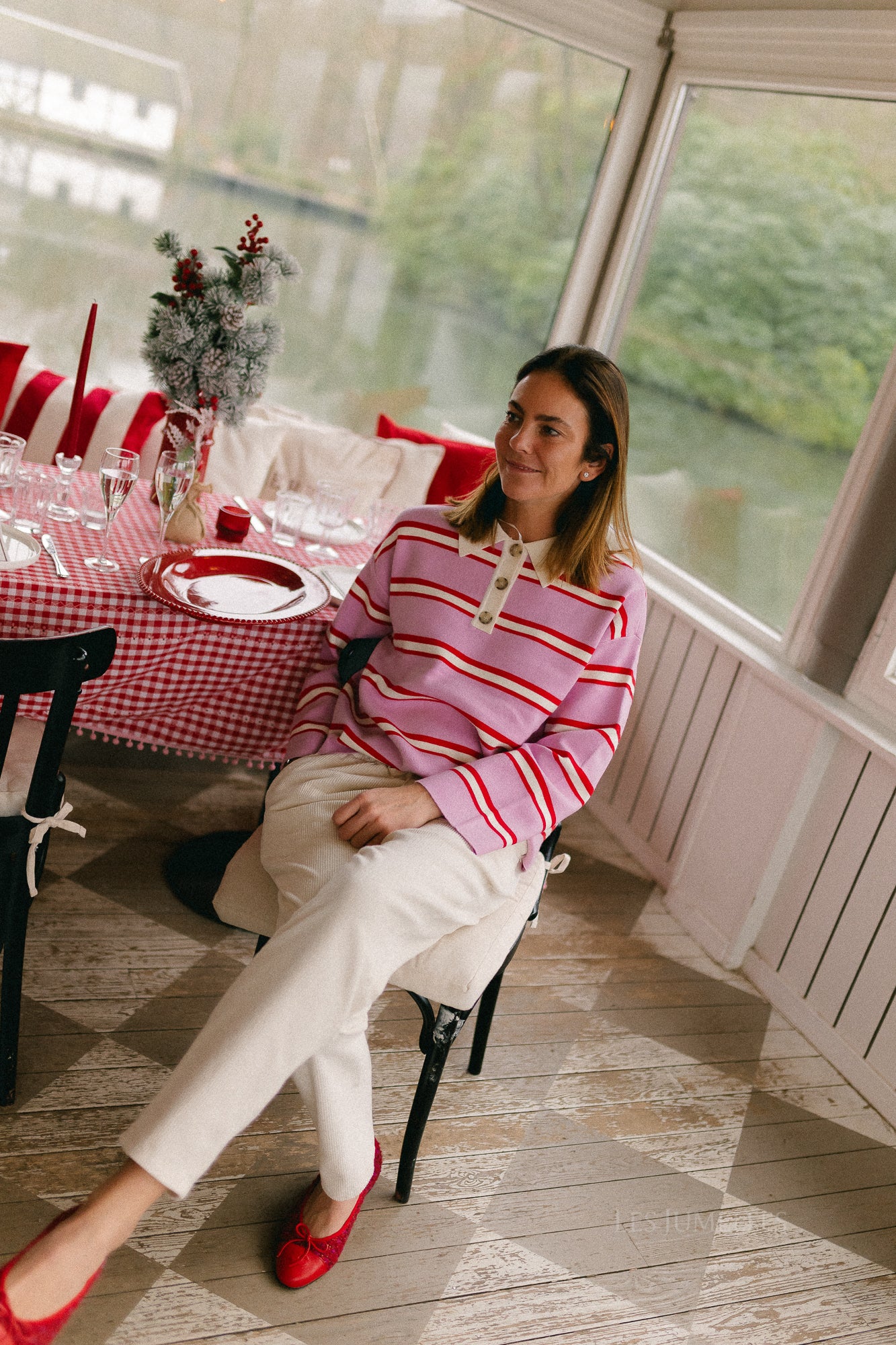 YASIsabell LS polo knit pullover pirouette/stripes - Image 13