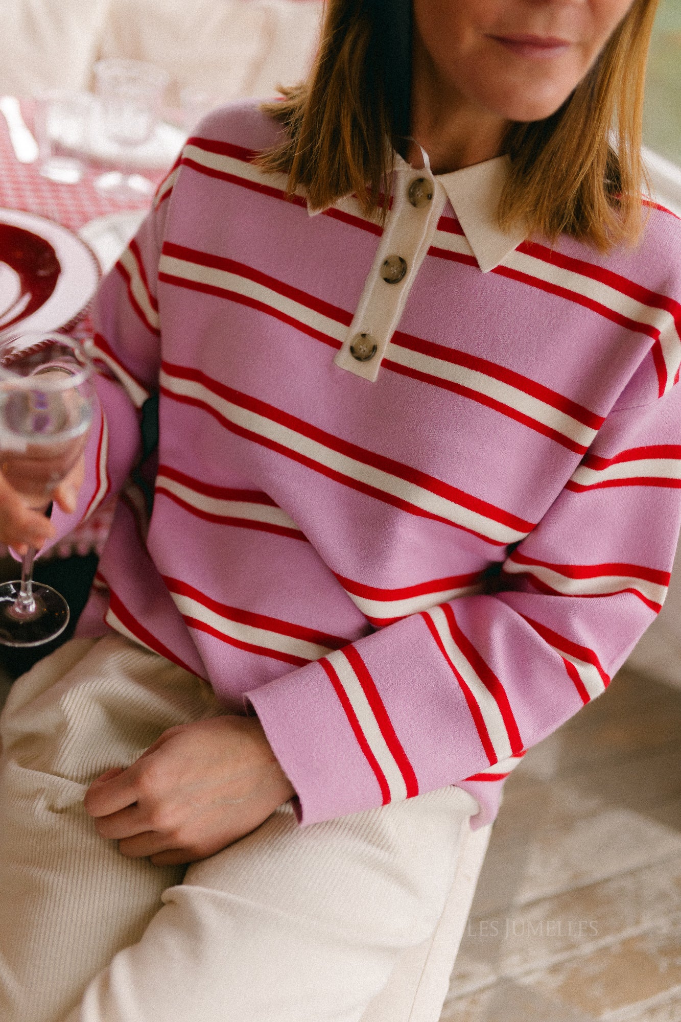 YASIsabell LS polo knit pullover pirouette/stripes - Image 9