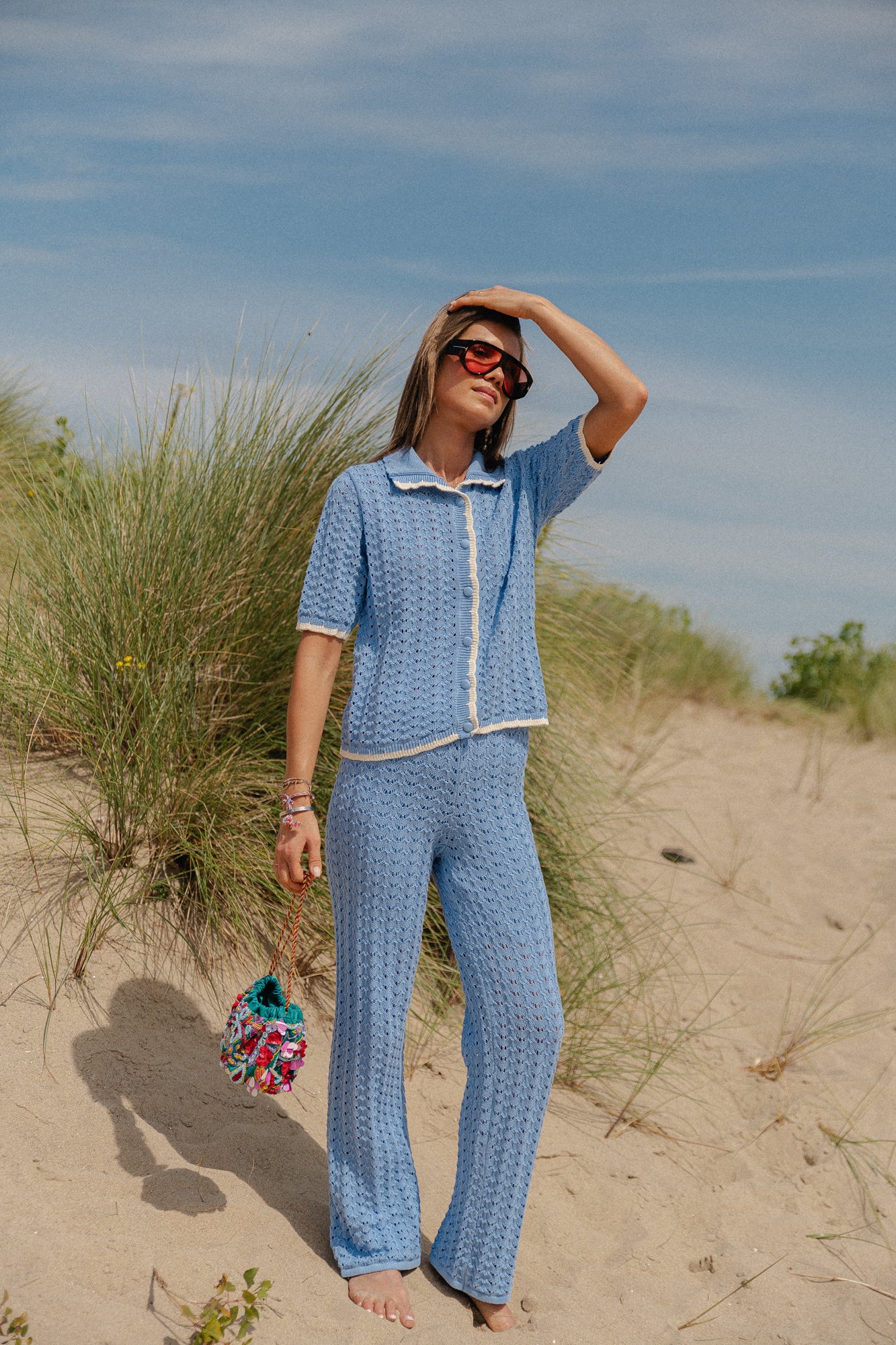 YASJune HW ankle knit pant vista blue - Image 7
